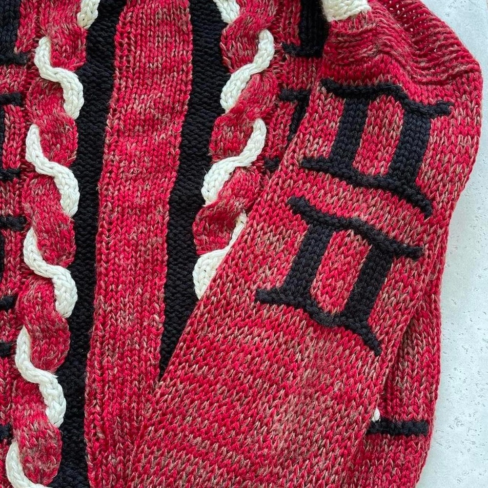 Vintage K. Cosa by Gabrielle Red Blend Knit Black White Retro 80s Sweater - Picture 3 of 7